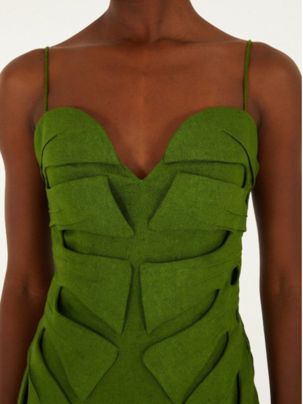 NWT - Farm Rio Linen Monstera Leaf Midi Dress - Medium - Picture 2 of 4